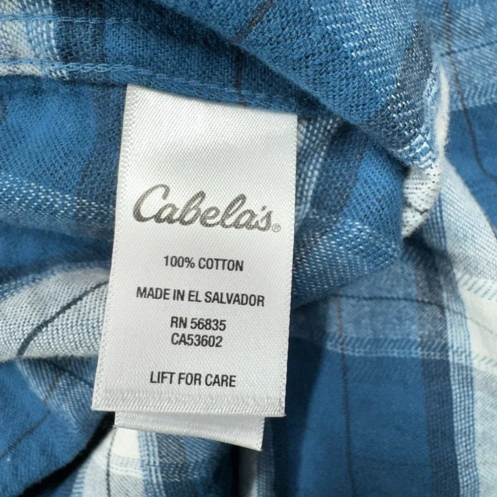 Cabela's‎ Men's XLT Blue Plaid Flannel Shirt Long Sleeve Button‑Down #906217